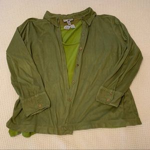 Green Moleskin button down top and tank 2x